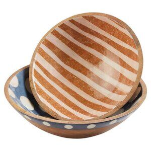 Mud Pie- Wood & Enamel Nesting Bowls